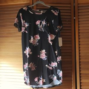 Flora Floral Night Shirt new with tags pink and black w/ lace sleeves